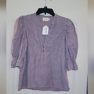 Nation Ltd Desire Polo Lounge Blouse Size XS Purple Stripes